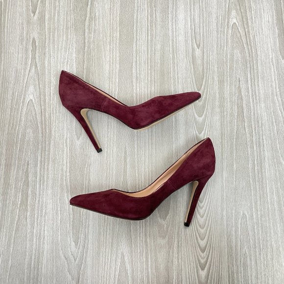 Aldo Suede Pointed Toe Pumps Heels Burgundy 8.5/ EU 39 - Picture 5 of 7
